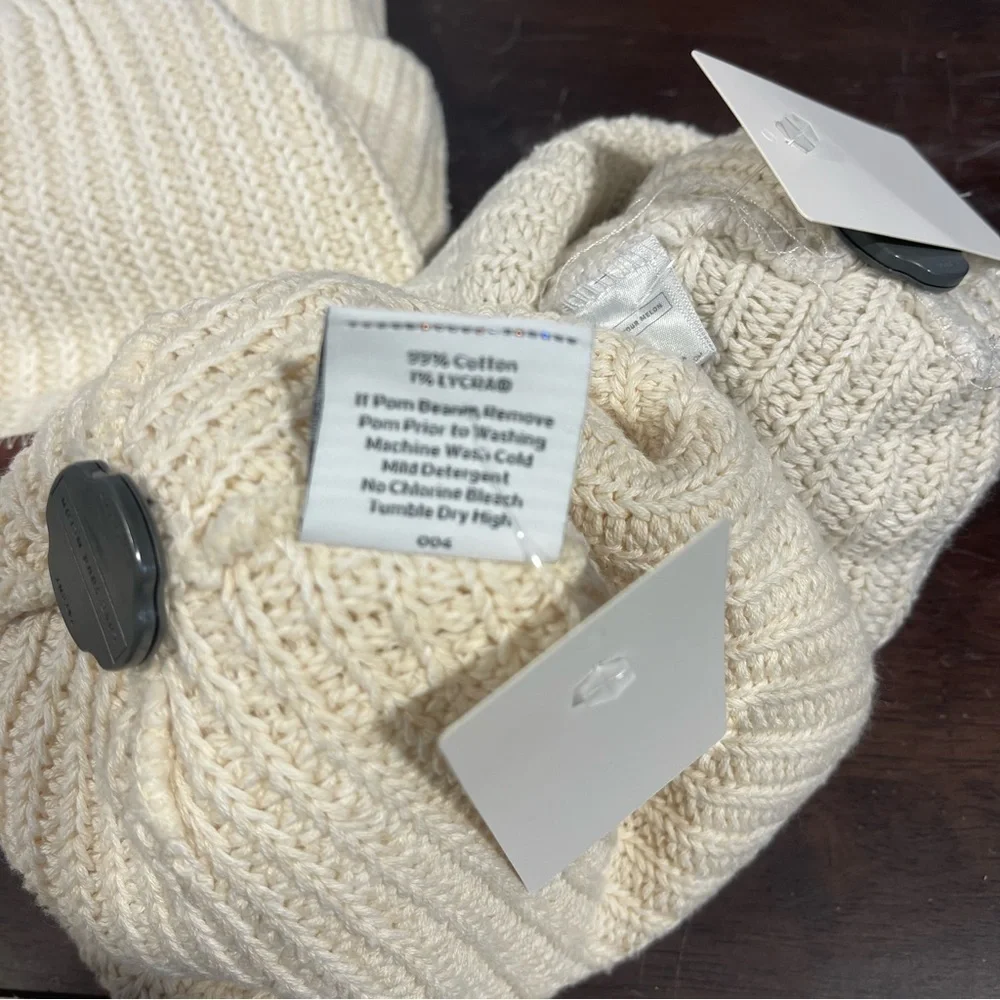Love your melon  Cream Knit Beanie with pompom